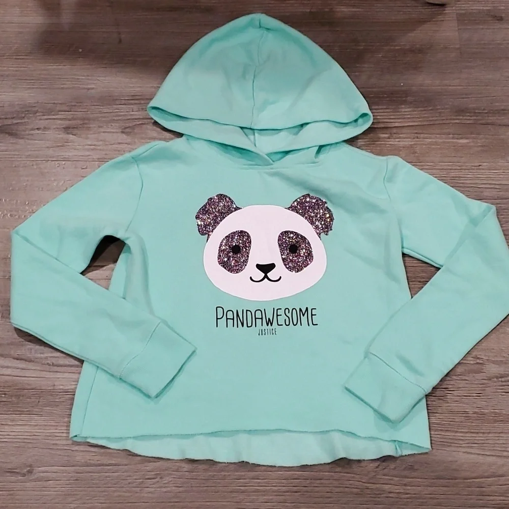 Justice PANDASOME Short Sweatshirt size 8